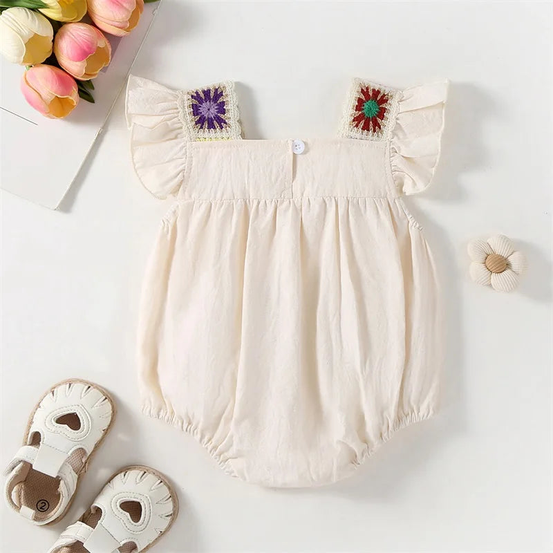 Baby Girl Colorful Sunburst Crochet Onesie
