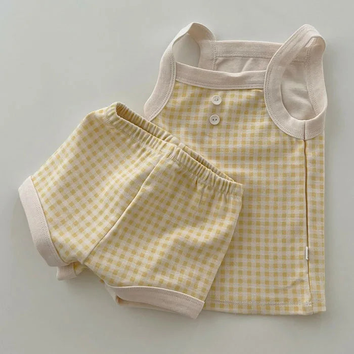 Baby Girl Sleeveless Summer Lightweight Cotton 2 Piece Breathable Tank and Short Set
