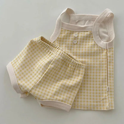 Baby Girl Sleeveless Summer Lightweight Cotton 2 Piece Breathable Tank and Short Set