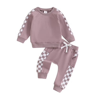 Checkered Print Sweatshirt and Matching Sweatpants
