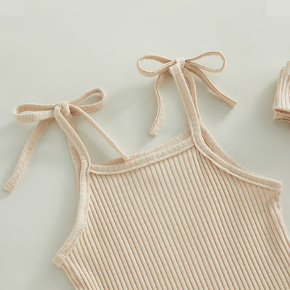 Baby Girl Sweet Summer Vintage Inspired Ribbed Romper