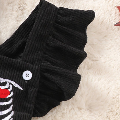 Baby Girl Halloween Corduroy Jumpsuit with matching  Headband