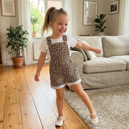 Girls / Toddler Leopard Overalls Shorts Comfy Jumpsuits