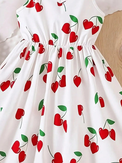 Girls / Youth Summer Cherry Heart Print Dress