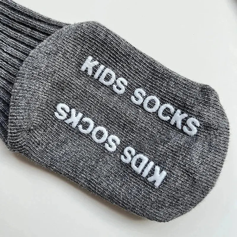 Baby / Toddler Unisex Three Pair Lot Cotton Ribbed Soft Non-Slip Rubber Grip Socks
