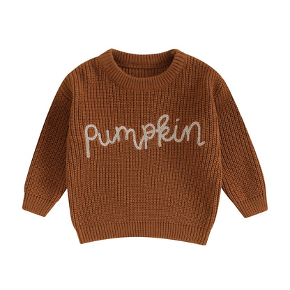 Halloween / Autumn Baby Long Sleeve Embroidered Pumpkin Knit Sweater