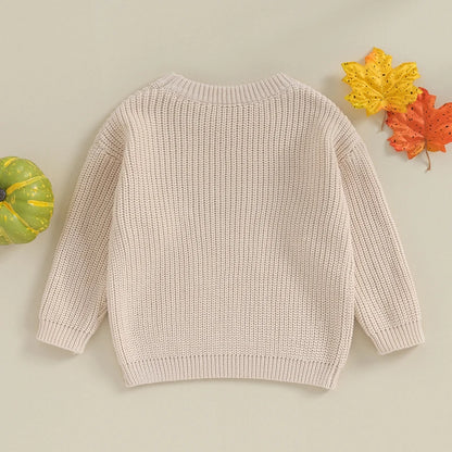 Halloween / Autumn Baby Long Sleeve Embroidered Pumpkin Knit Sweater