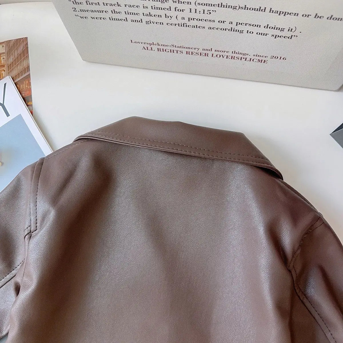 Toddler / Youth Girls Brown Faux Leather Jacket