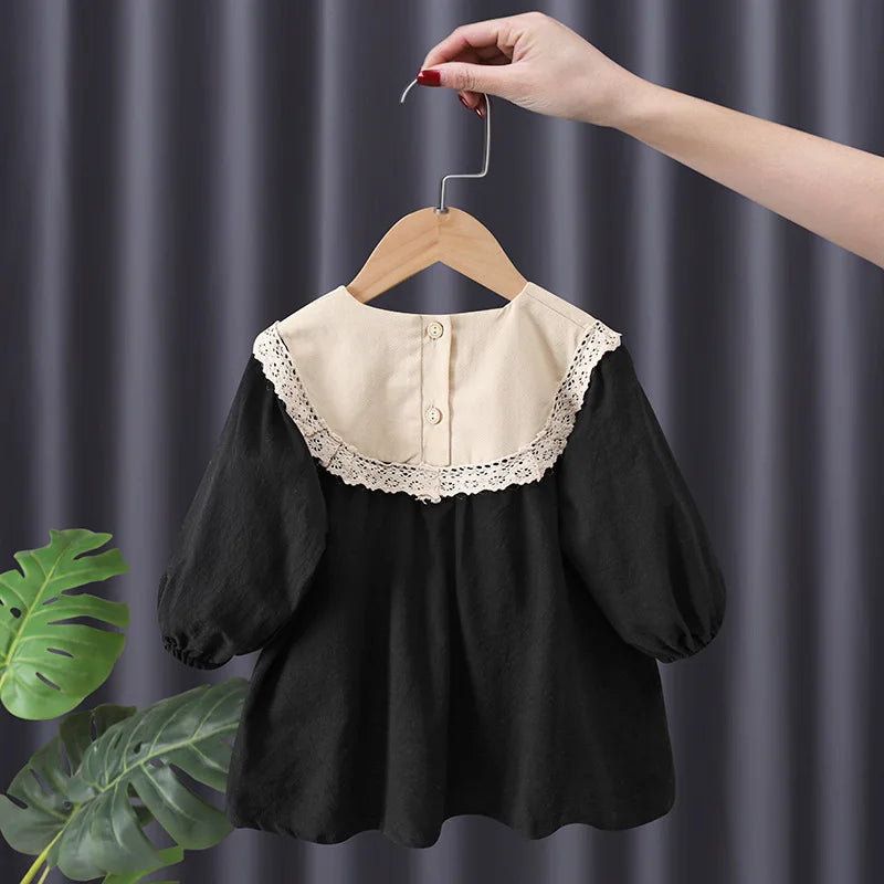 Baby / Toddler Girl Goth Long Sleeve Flower Embroidery Princess Dress