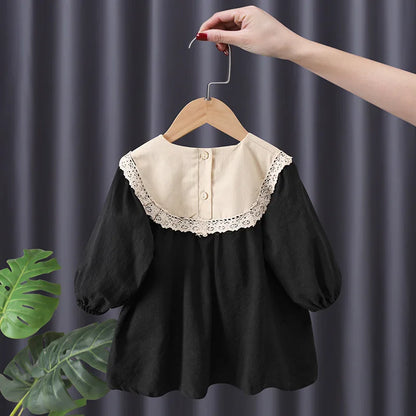 Baby / Toddler Girl Goth Long Sleeve Flower Embroidery Princess Dress