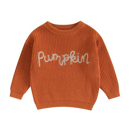 Halloween / Autumn Baby Long Sleeve Embroidered Pumpkin Knit Sweater