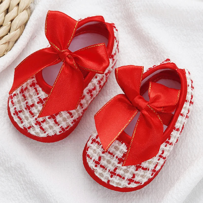 Baby / Newborn Girls Retro Bow Flats