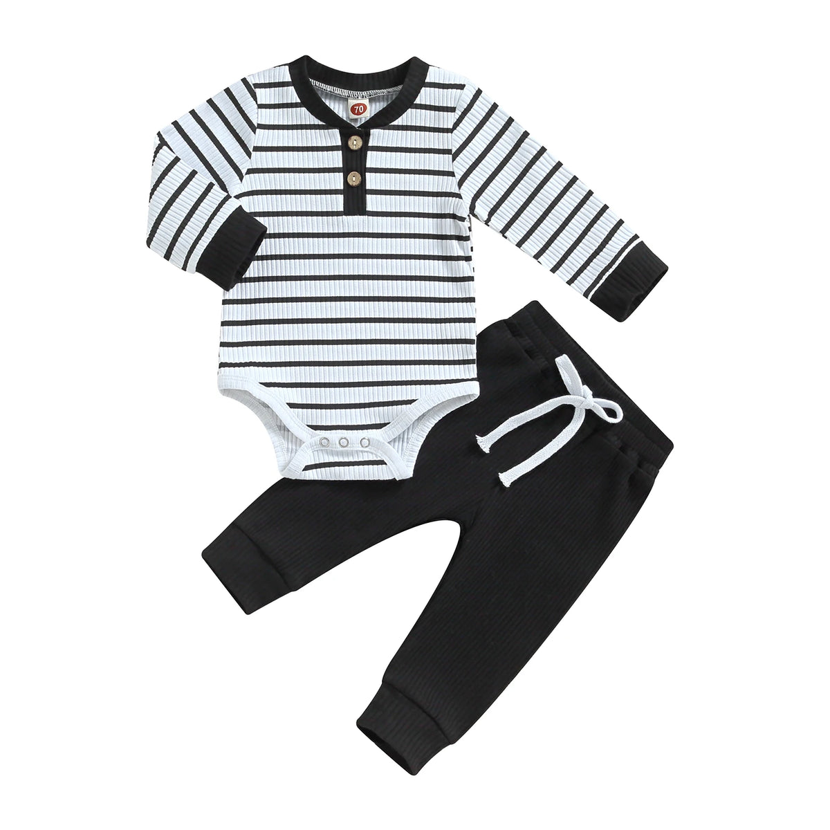 Baby Boy Long Sleeve Striped Bodysuit + Pants Set