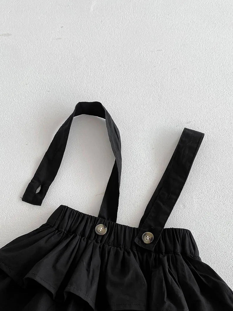 Baby Girl Knitted Lotus Leaf Collar Blouse and Ruffle Overalls Skirt 2PC Set