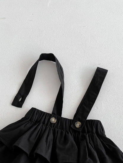 Baby Girl Knitted Lotus Leaf Collar Blouse and Ruffle Overalls Skirt 2PC Set