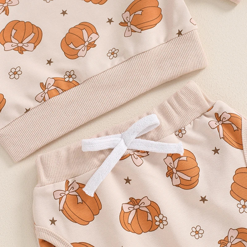 Pumpkin Princess Toddler Girls Long Sleeve Sweatshirt with Matching Pants Set