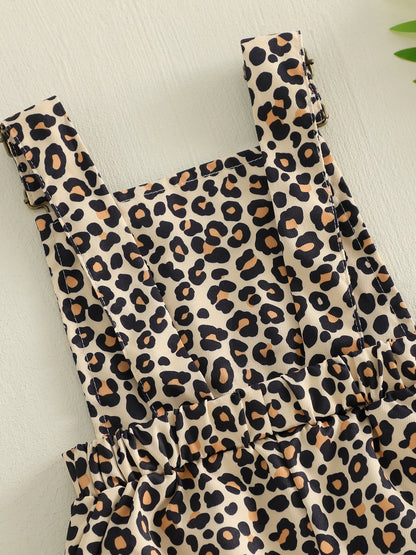 Girls / Toddler Leopard Overalls Shorts Comfy Jumpsuits