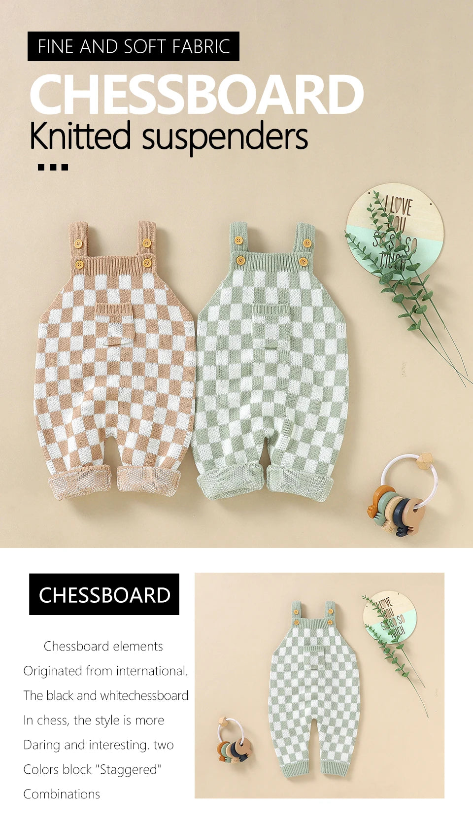 Baby Checkered Overall Knitted Jumpsuit