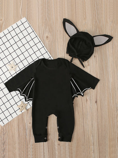 Halloween Baby Bat Long-sleeved Onesie or Jumpsuit w Bat Hat