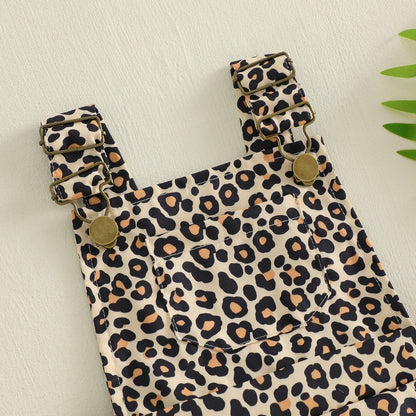 Girls / Toddler Leopard Overalls Shorts Comfy Jumpsuits