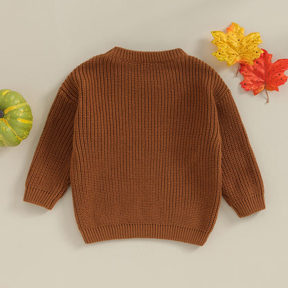 Halloween / Autumn Baby Long Sleeve Embroidered Pumpkin Knit Sweater