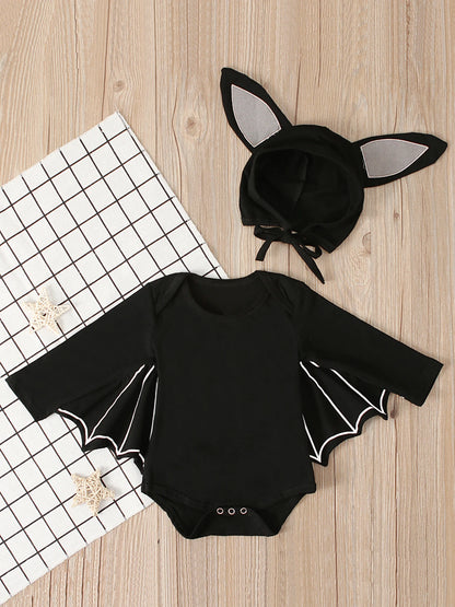 Halloween Baby Bat Long-sleeved Onesie or Jumpsuit w Bat Hat
