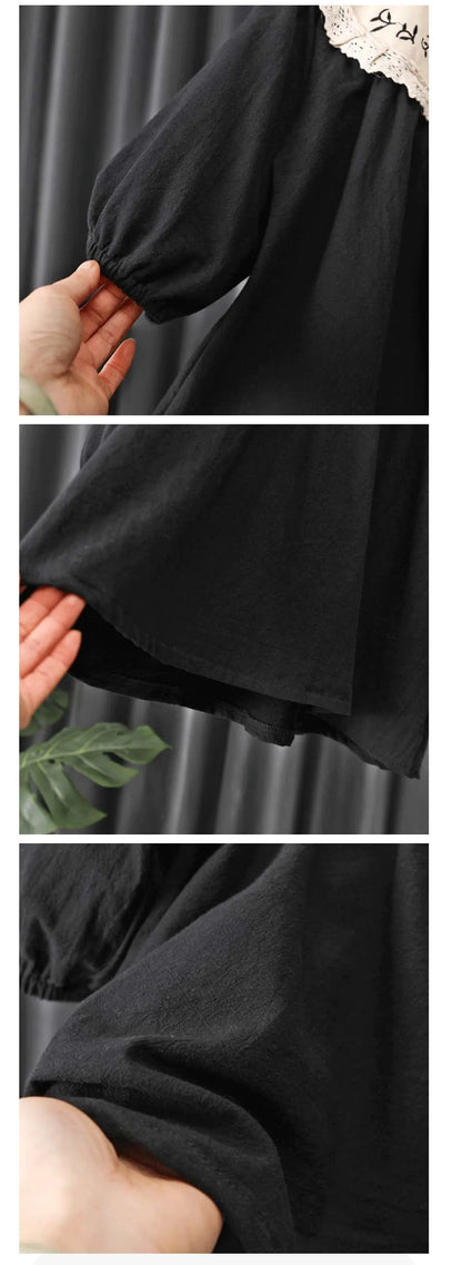 Baby / Toddler Girl Goth Long Sleeve Flower Embroidery Princess Dress