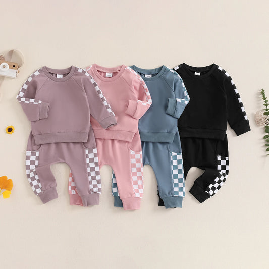 Checkered Print Sweatshirt and Matching Sweatpants