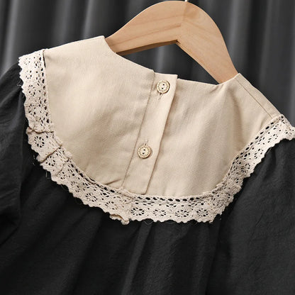Baby / Toddler Girl Goth Long Sleeve Flower Embroidery Princess Dress