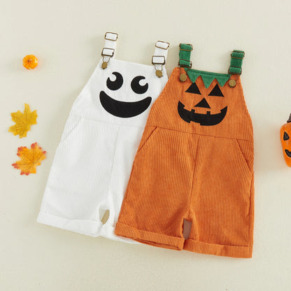 Toddler Boy Halloween Corduroy Overalls Shorts with Pockets
