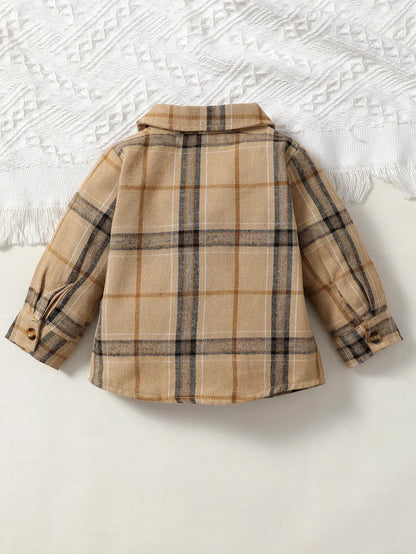 Baby Boy Long Sleeved Checkered Flannel Button Up
