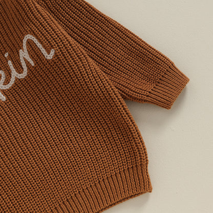 Halloween / Autumn Baby Long Sleeve Embroidered Pumpkin Knit Sweater