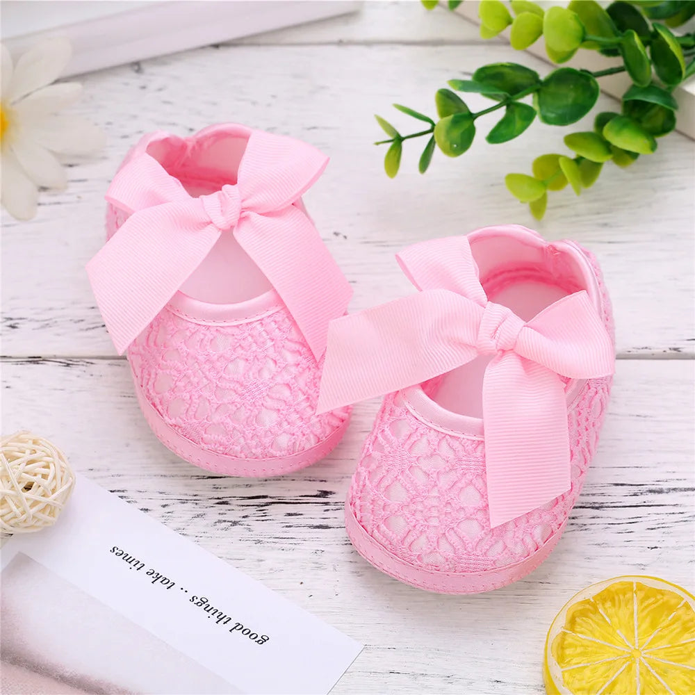 Baby / Newborn Girls Retro Bow Flats
