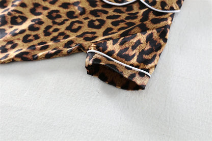 Girls / Toddler Leopard Print Satin 2 Piece Shorts Set Pajamas