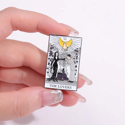 "Morticia and Gomez Addams THE LOVERS Tarot Card" Enamel Pin