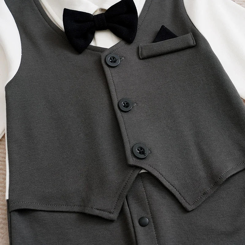 Little Gentleman Baby Boy Bow tie One-Piece Suit