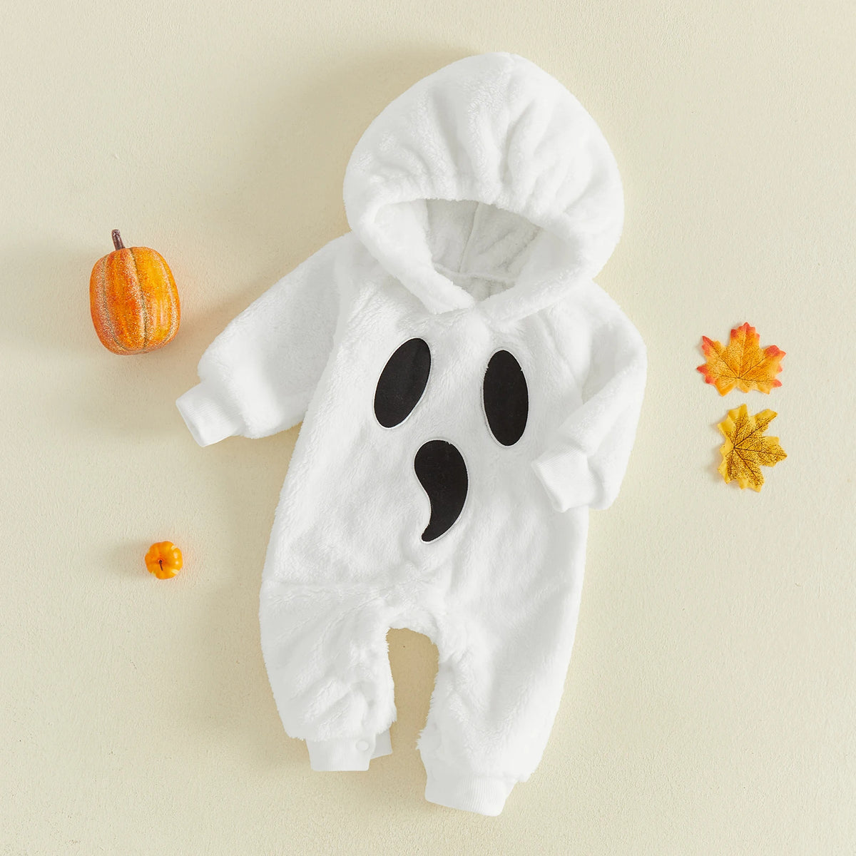 Halloween Baby Ghost Plush Long Sleeve Hooded Jumpsuit