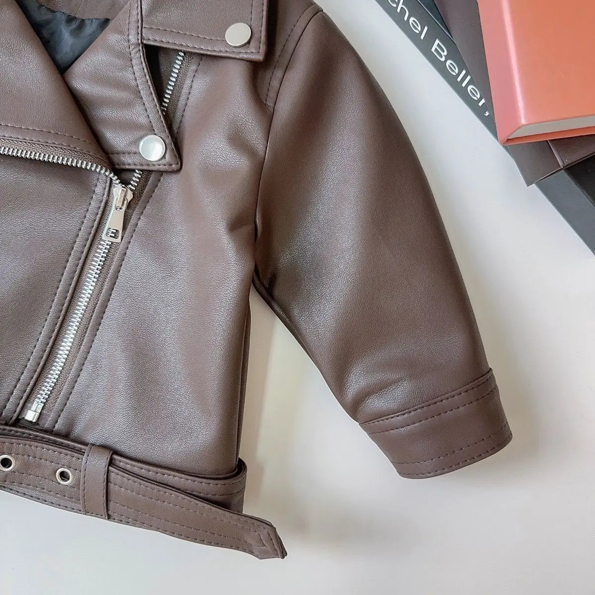 Toddler / Youth Girls Brown Faux Leather Jacket