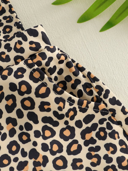 Girls / Toddler Leopard Overalls Shorts Comfy Jumpsuits