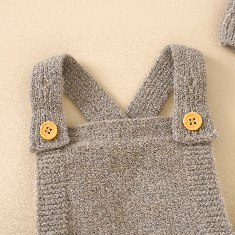 Baby Boy Knitted Jumpsuits 2 PC Set with Matching Beenie