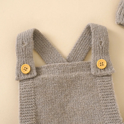 Baby Boy Knitted Jumpsuits 2 PC Set with Matching Beenie