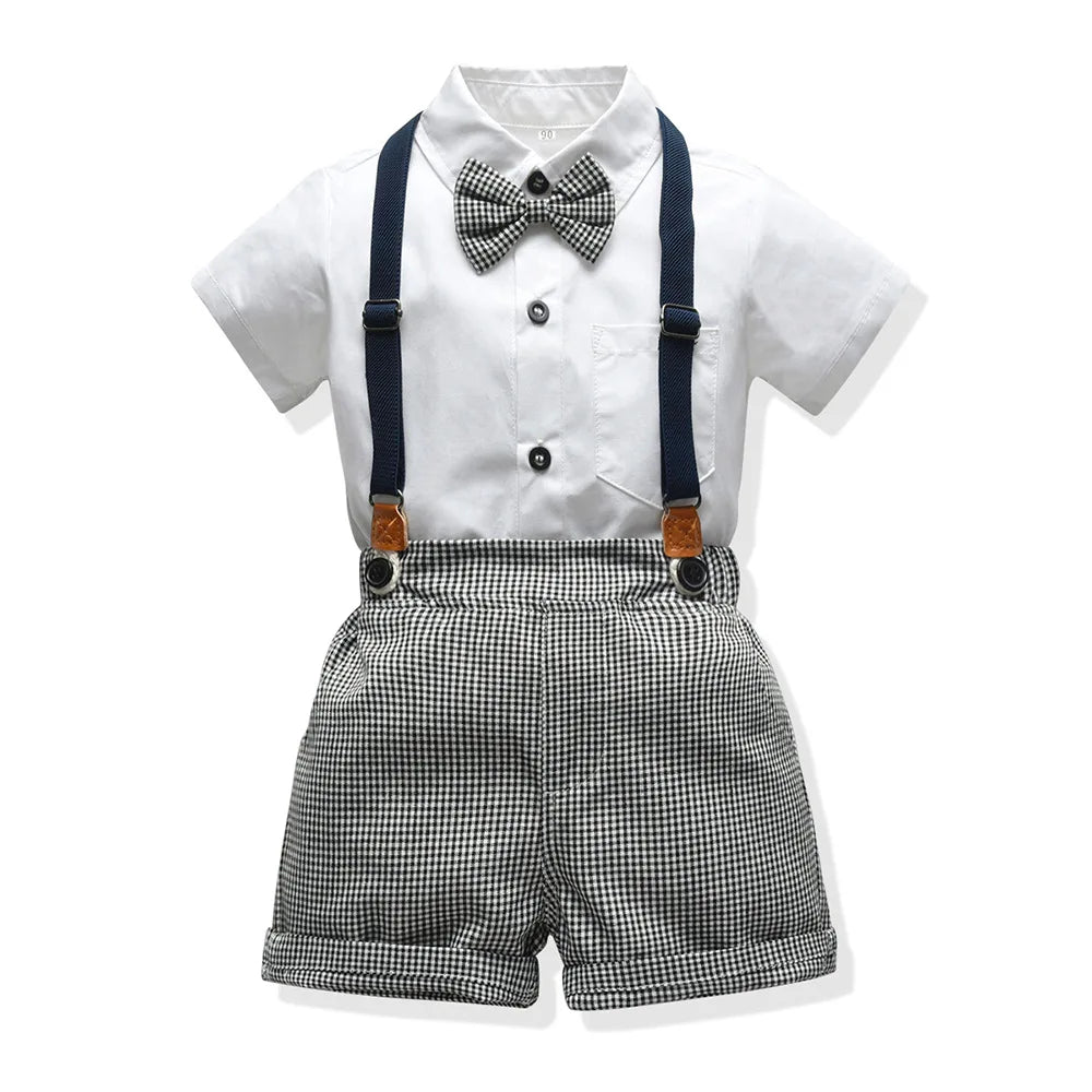 Baby Boy / Toddler Formal Plaid 4 PC Short-Sleeved Shorts Suit
