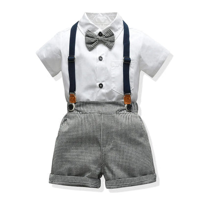 Baby Boy / Toddler Formal Plaid 4 PC Short-Sleeved Shorts Suit