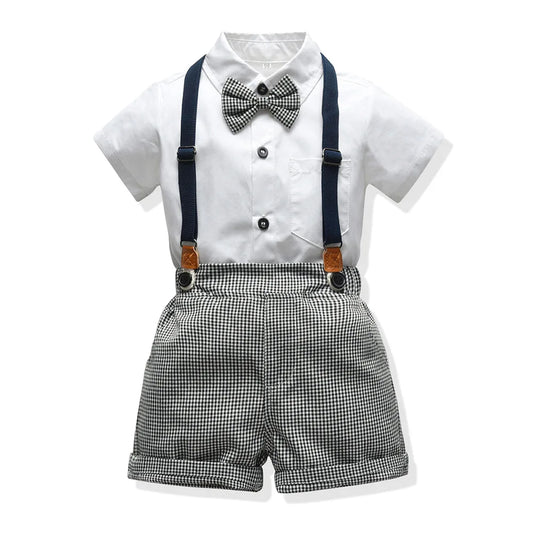 Baby Boy / Toddler Formal Plaid 4 PC Short-Sleeved Shorts Suit