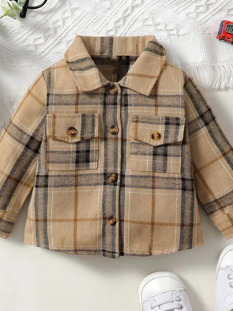 Baby Boy Long Sleeved Checkered Flannel Button Up