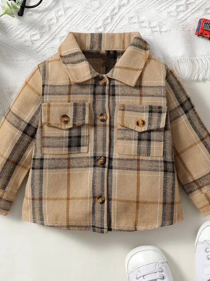 Baby Boy Long Sleeved Checkered Flannel Button Up