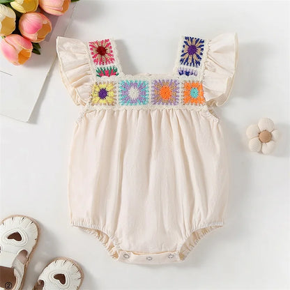 Baby Girl Colorful Sunburst Crochet Onesie