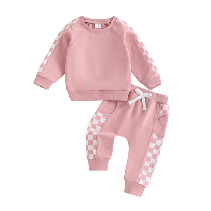 Checkered Print Sweatshirt and Matching Sweatpants
