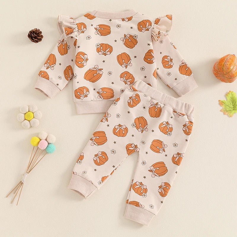 Pumpkin Princess Toddler Girls Long Sleeve Sweatshirt with Matching Pants Set