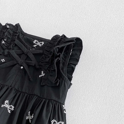 Baby Girl Bow Print Ruffle Jumpsuit